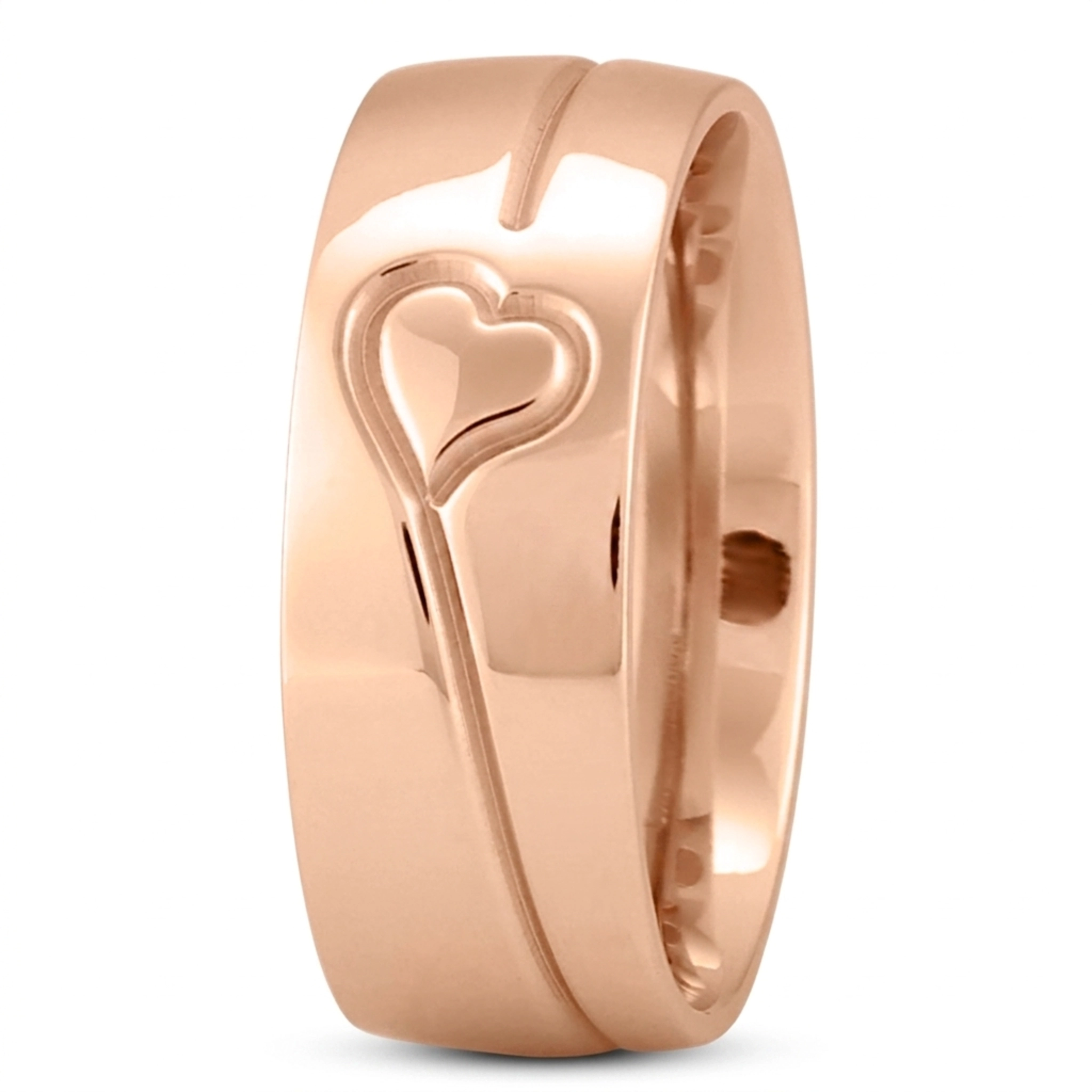 10K pink gold 8mm. high polish Bestseller-Heart-Design-Wedding-Ring - alternate view 2