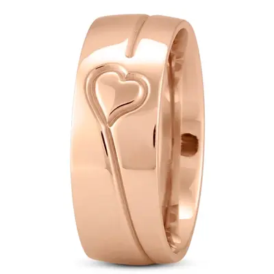 10K pink gold 8mm. high polish Bestseller-Heart-Design-Wedding-Ring - alternate view 2 thumbnail