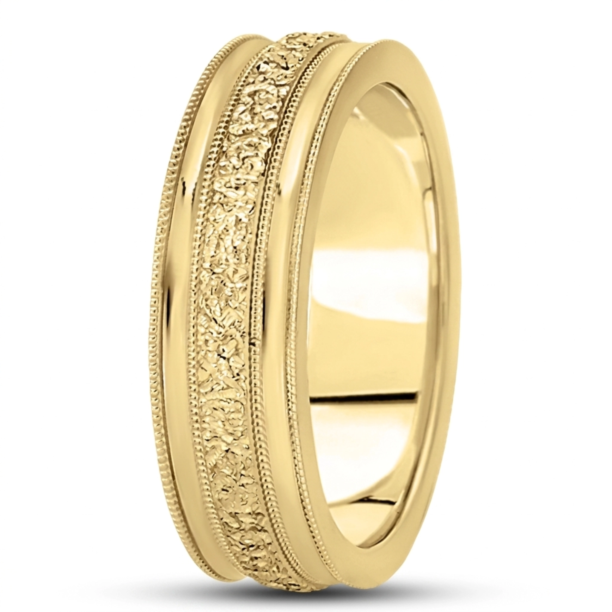 10K yellow gold 6mm. same as picture diamond-cut-fancy-wedding-ring - alternate view 3