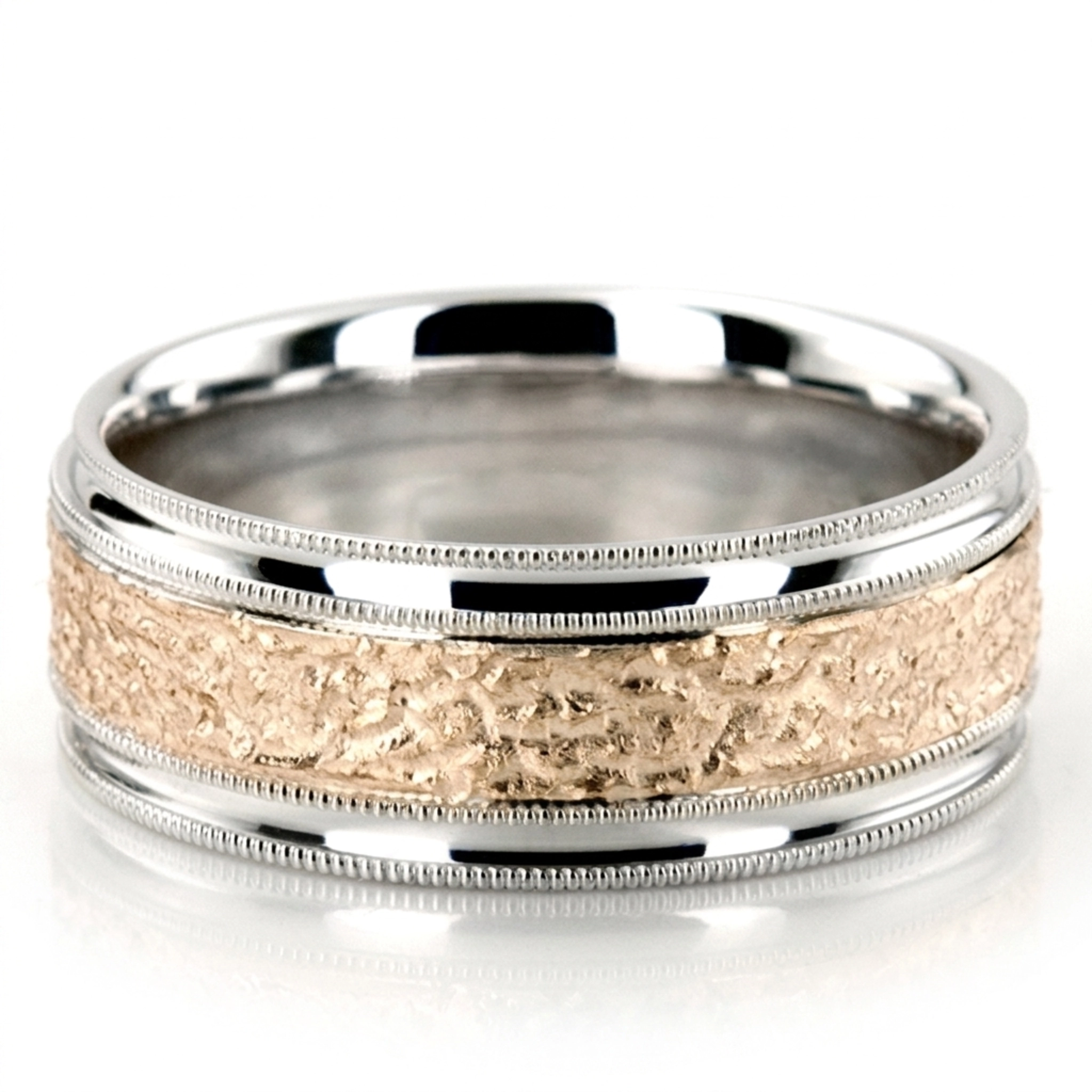 10K white-yellow-white gold 8mm. same as picture diamond-cut-fancy-wedding-ring - main view