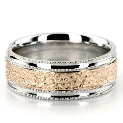 Concave Edge Matte Center Fancy Wedding Ring 