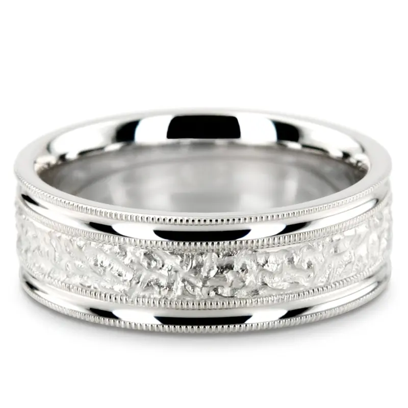10K white gold 7mm. same as picture diamond-cut-fancy-wedding-ring - alternate view 5