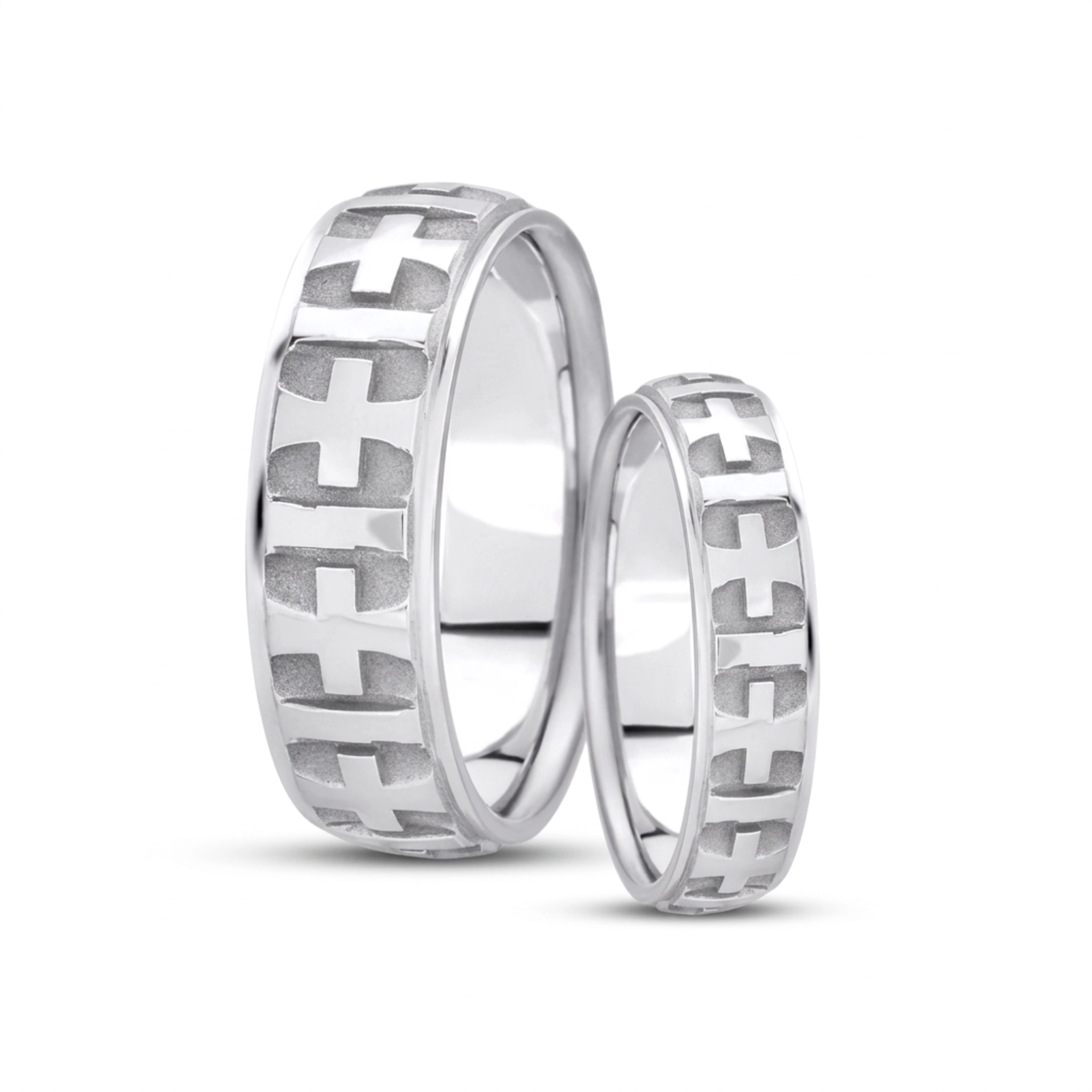 14K his-and-her-basic-carved-religious-wedding-ring - alternate view 3