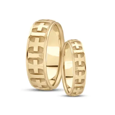 Fine Cross Religious Wedding Ring Set - view 4 of 4