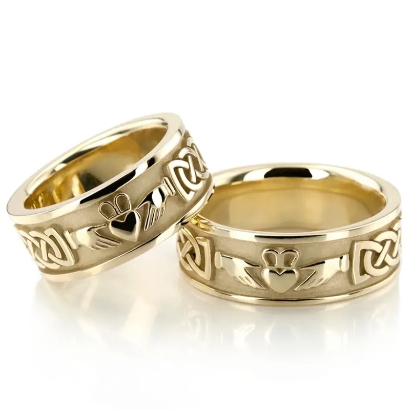 10K Claddagh-Celtic-Knot-Wedding-Ring-Set - main view