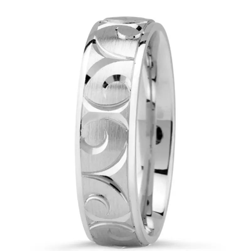 14K white gold 6mm. satin Spiral-Cut-Wedding-Ring - alternate view 2