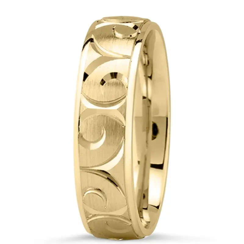 14K yellow gold 6mm. satin Spiral-Cut-Wedding-Ring - alternate view 3