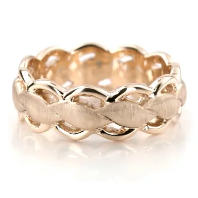 10K yellow gold 7mm. cross satin Twist-Wedding-Band - alternate view 4 thumbnail