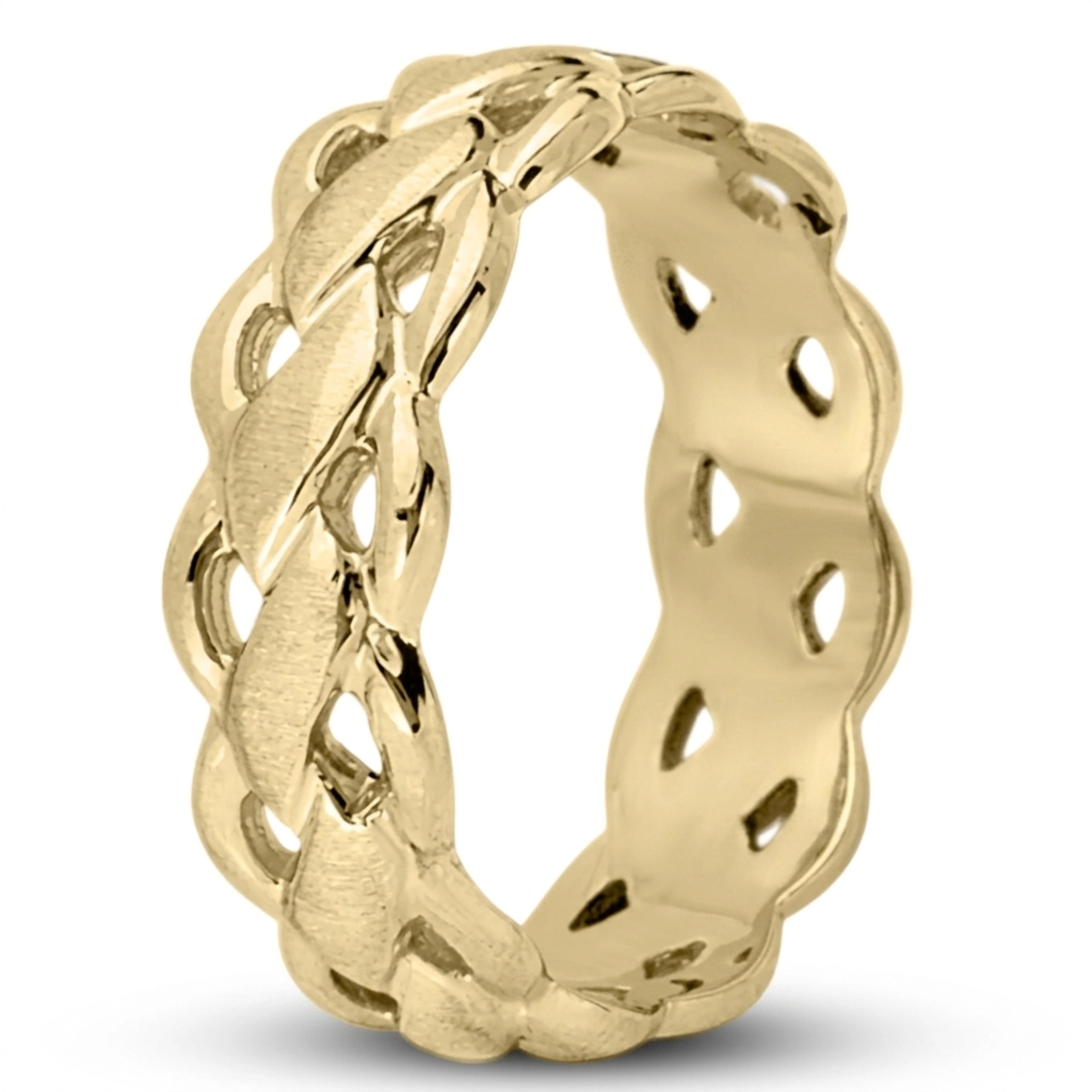 10K yellow gold 7mm. cross satin Twist-Wedding-Band - alternate view 2