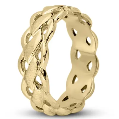 10K yellow gold 7mm. cross satin Twist-Wedding-Band - alternate view 2 thumbnail