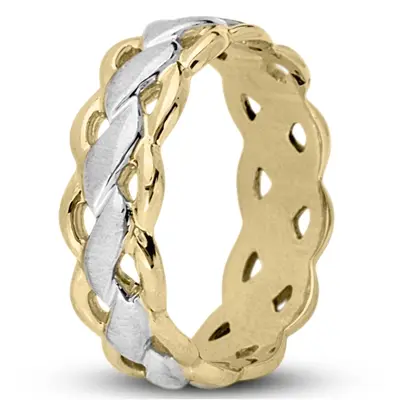 10K yellow-white-yellow gold 7mm. cross satin Twist-Wedding-Band - alternate view 6 thumbnail