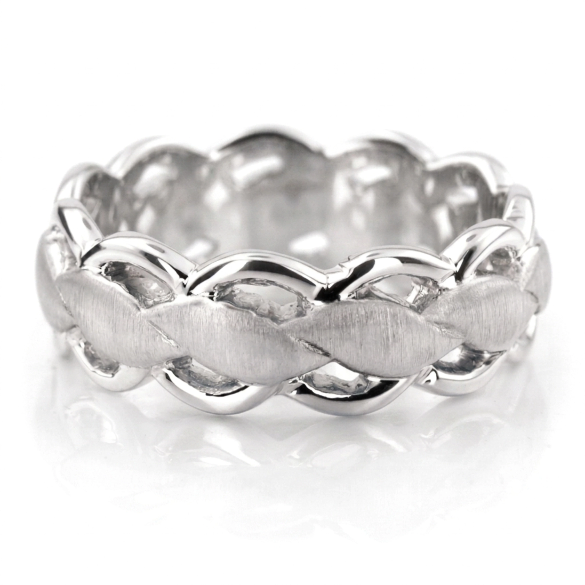 10K white gold 7mm. cross satin Twist-Wedding-Band - alternate view 5