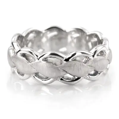 10K white gold 7mm. cross satin Twist-Wedding-Band - alternate view 5 thumbnail