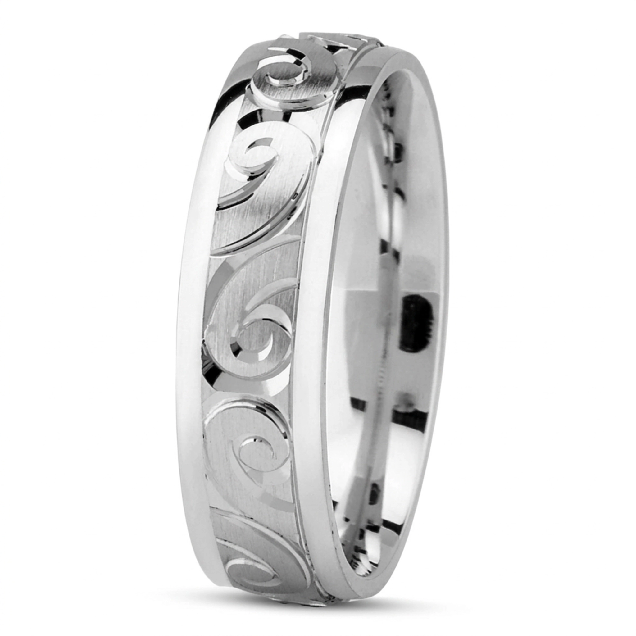 10K white gold 6mm. same as picture trendy-designer-wedding-band - main view