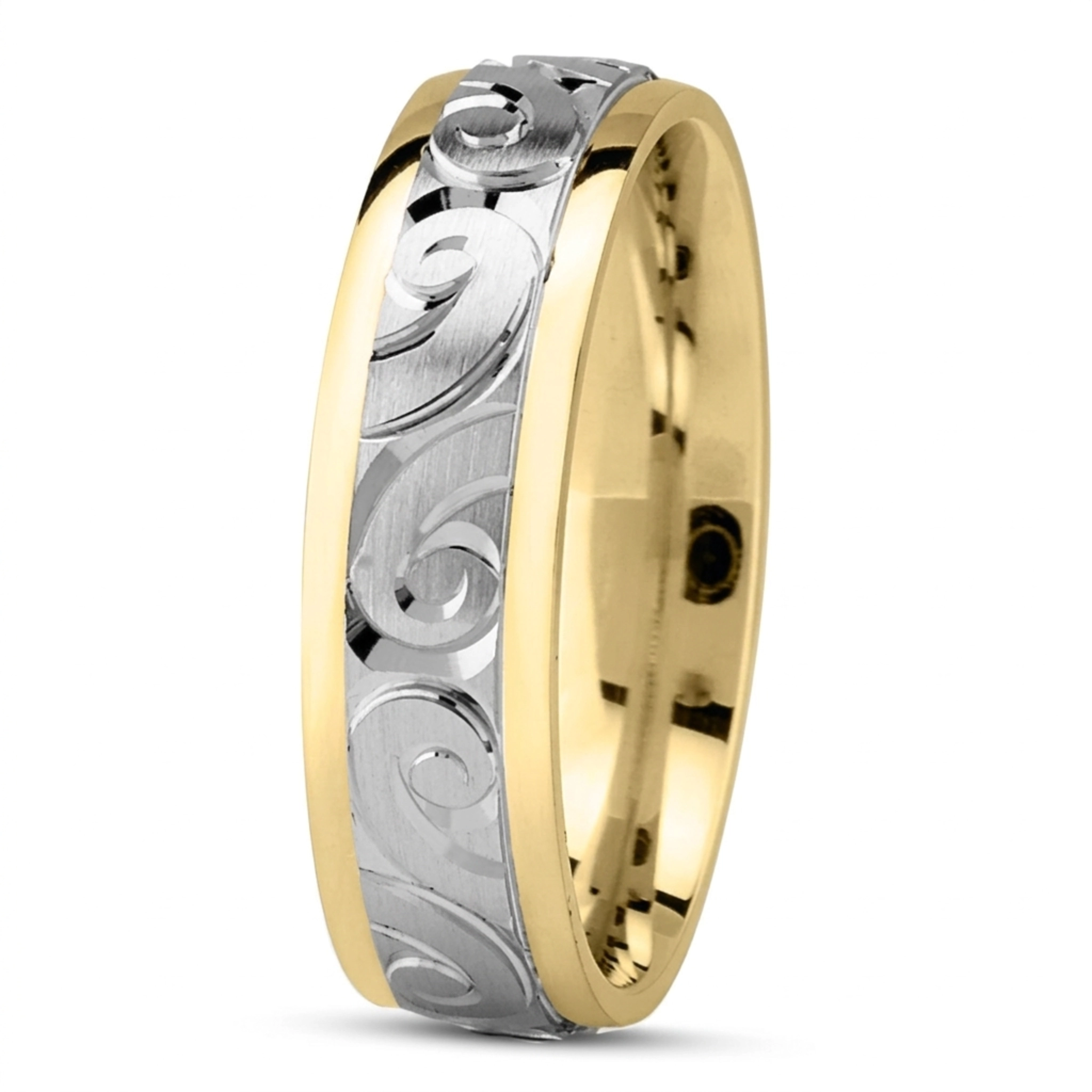 10K yellow-white-yellow gold 6mm. same as picture trendy-designer-wedding-band - alternate view 3