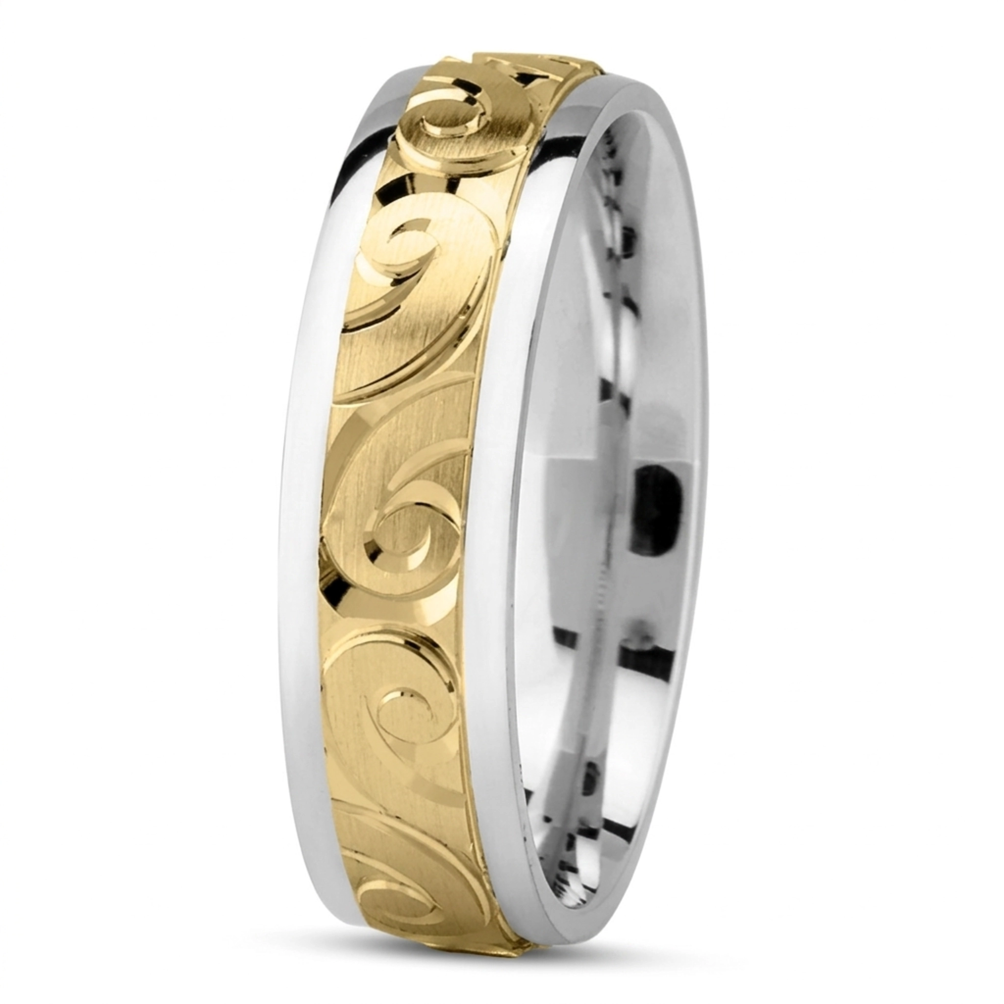 10K white-yellow-white gold 6mm. same as picture trendy-designer-wedding-band - alternate view 4