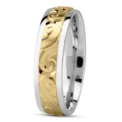 10K white-yellow-white gold 6mm. same as picture trendy-designer-wedding-band - alternate view 4 thumbnail