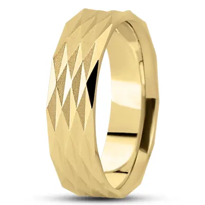 10K yellow gold 7mm. wire matte diamond-cut-fancy-carved-wedding-band - alternate view 3 thumbnail