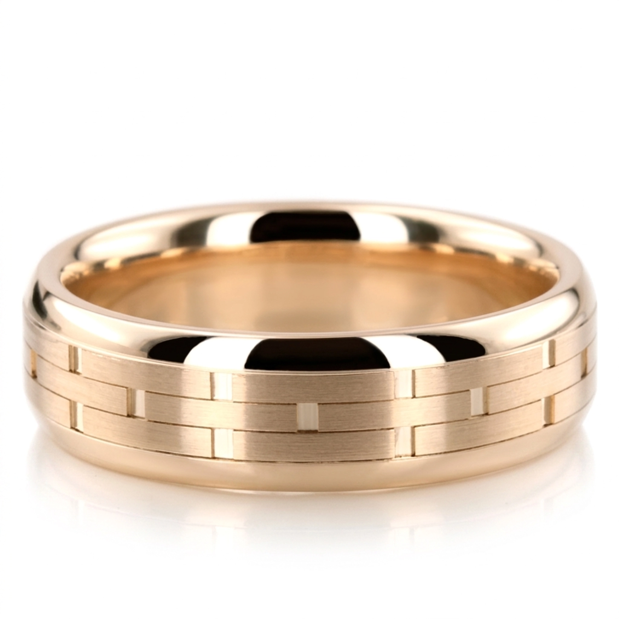 14K yellow gold 6mm. satin fancy-carved-contemporary-wedding-band - main view