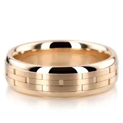 Stylish Grooved Fancy Carved Wedding Ring