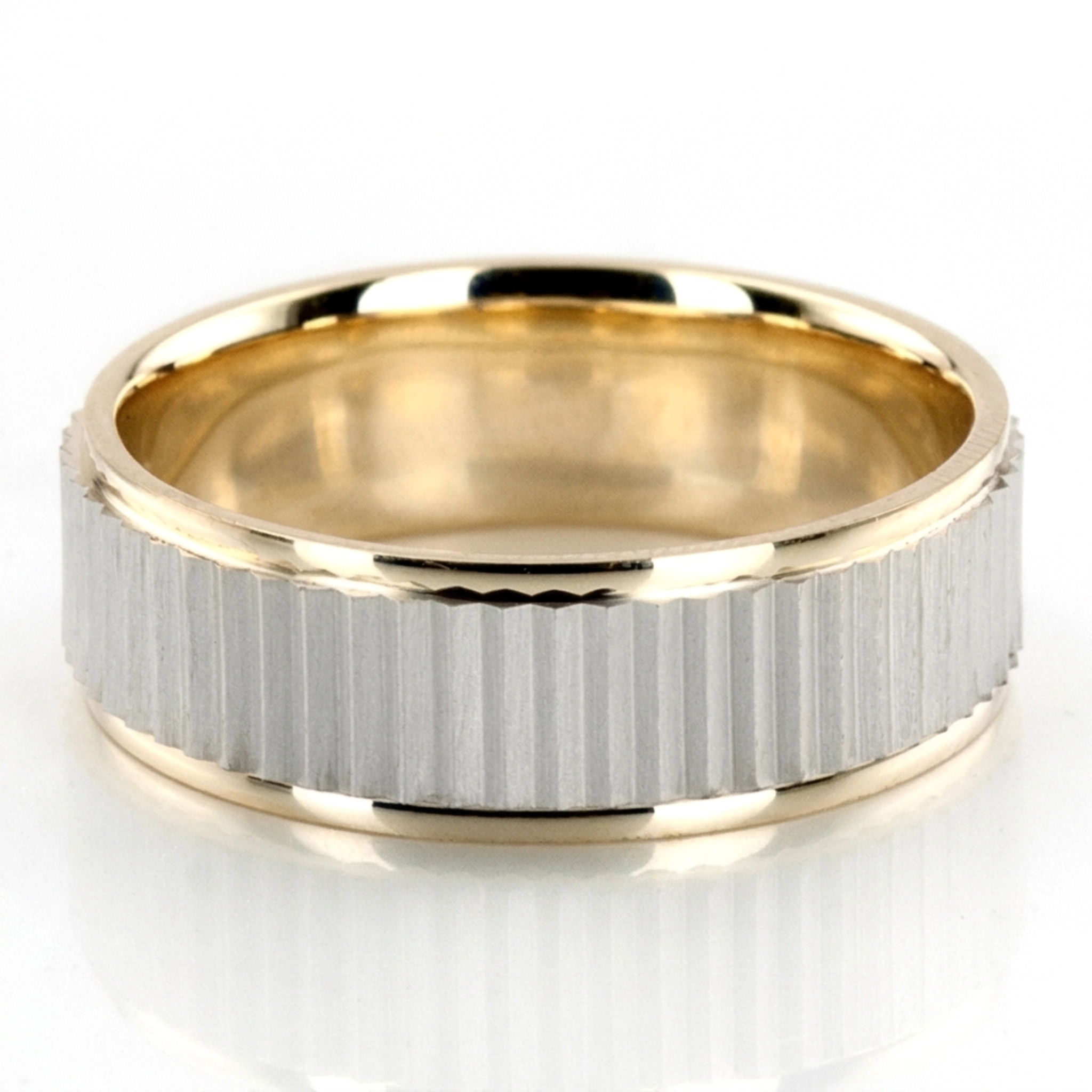 10K yellow-white-yellow gold 7mm. satin finish two-tone-wedding-band - main view