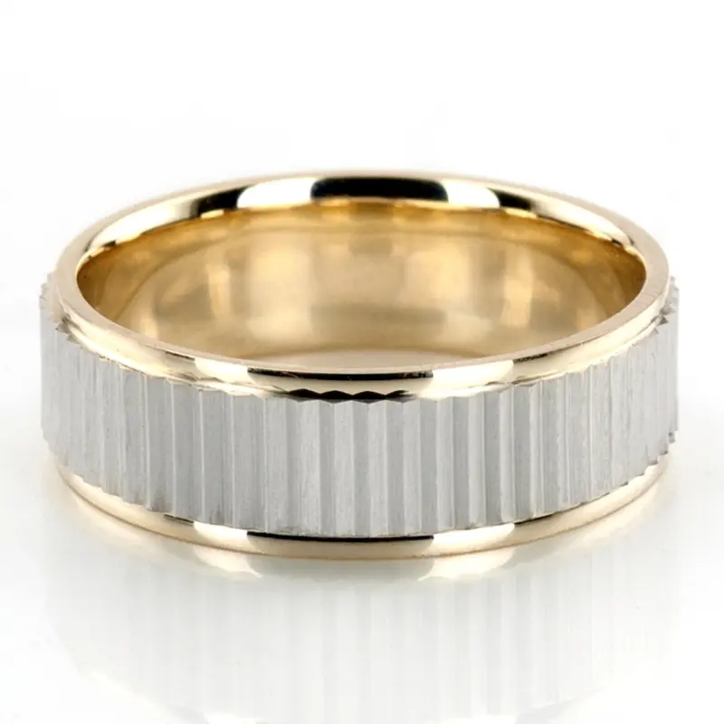 10K yellow-white-yellow gold 7mm. satin finish two-tone-wedding-band - main view