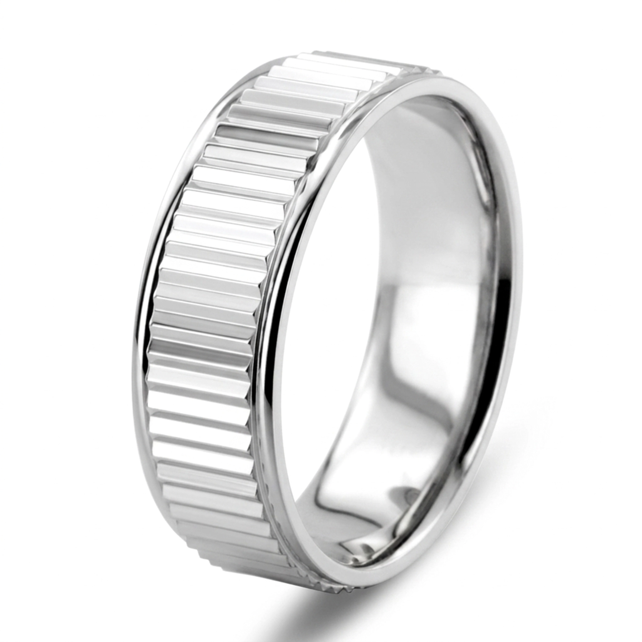 10K white gold 7mm. satin finish two-tone-wedding-band - alternate view 4