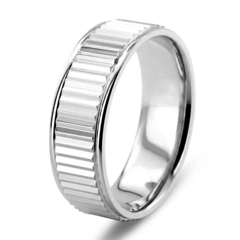 10K white gold 7mm. satin finish two-tone-wedding-band - alternate view 4