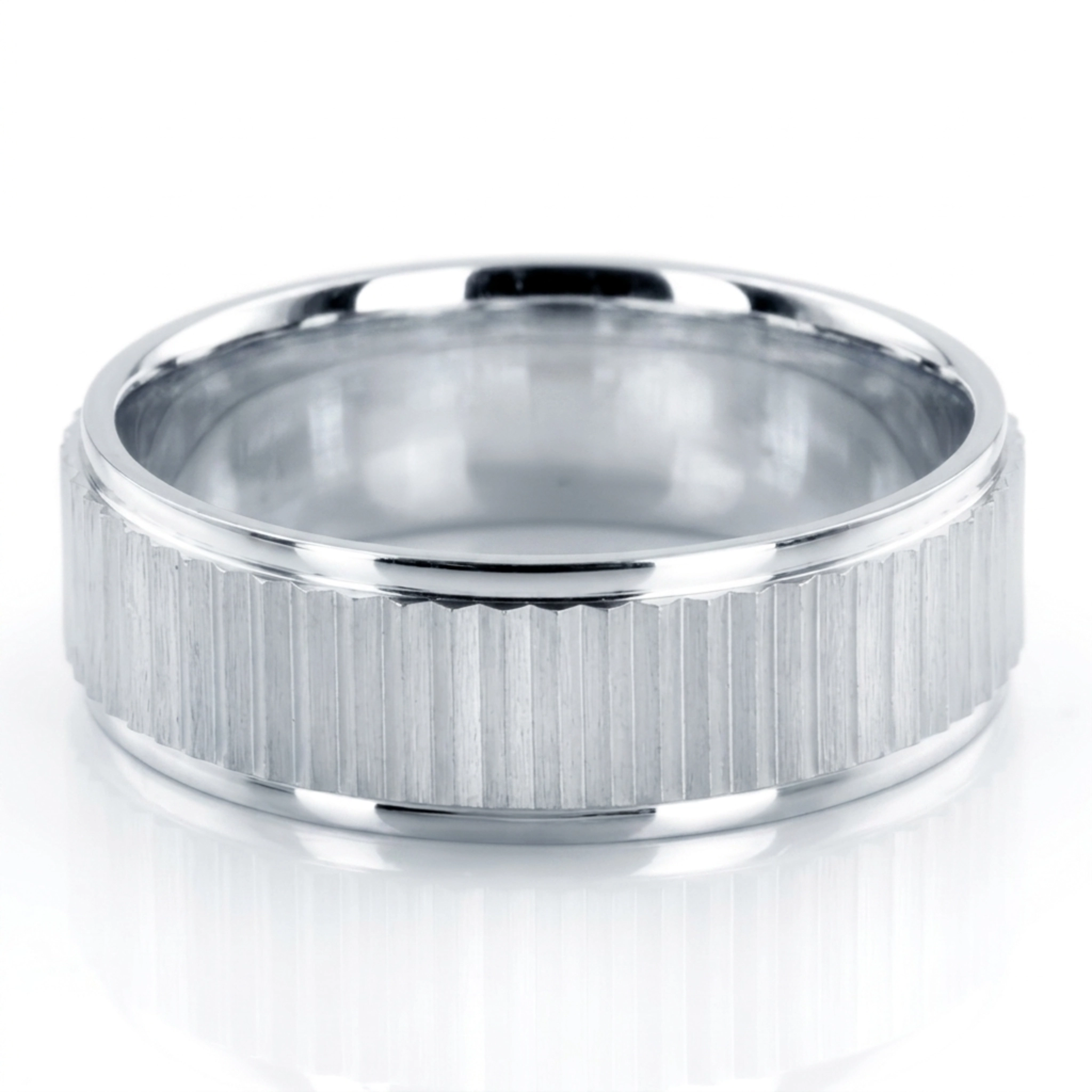10K white gold 7mm. satin finish two-tone-wedding-band - alternate view 3