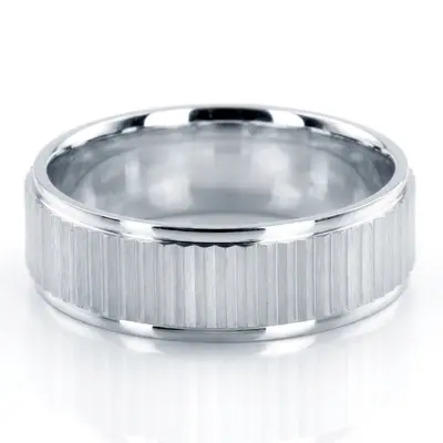 10K white gold 7mm. satin finish two-tone-wedding-band - alternate view 3 thumbnail