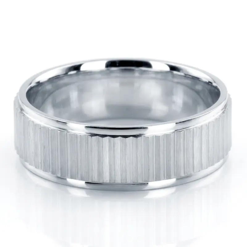 10K white gold 7mm. satin finish two-tone-wedding-band - alternate view 3