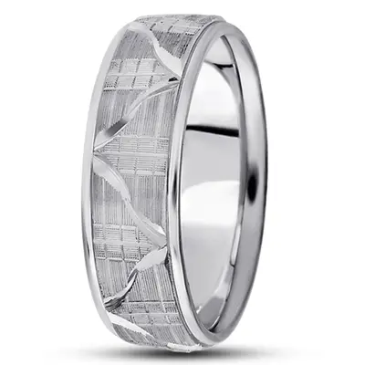 Sturdy Symmetrical Carved Design Wedding Ring 
