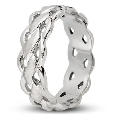 10K white gold 7mm. cross satin Twist-Wedding-Band - alternate view 3 thumbnail