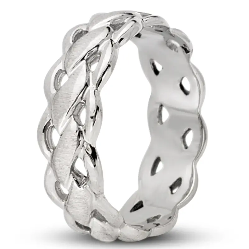 14K white gold 7mm. cross satin Twist-Wedding-Band - alternate view 3