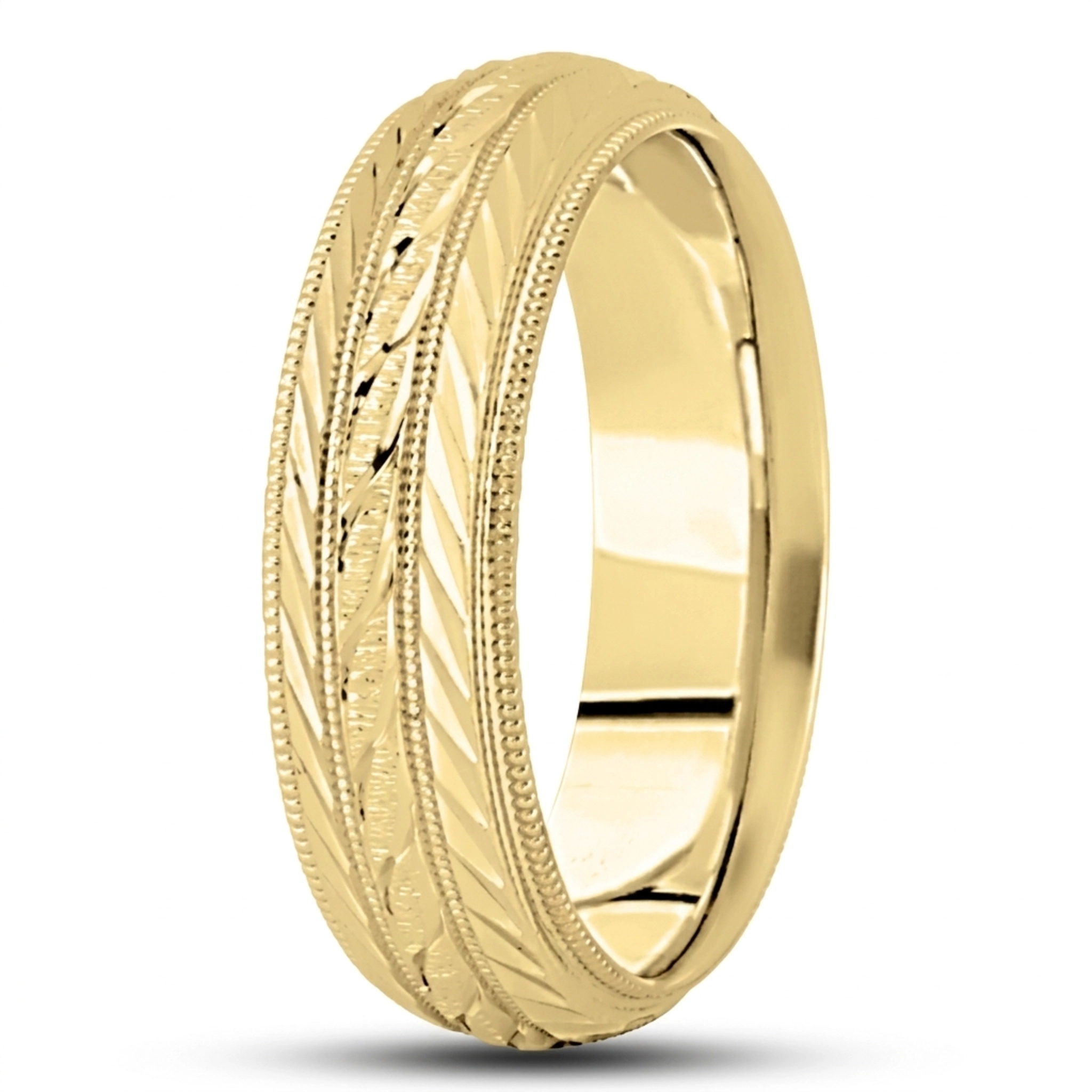 10K yellow gold 7mm. same as picture fancy-carved-diamond-cut-wedding-ring - alternate view 4