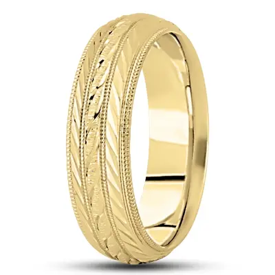 10K yellow gold 7mm. same as picture fancy-carved-diamond-cut-wedding-ring - alternate view 4 thumbnail