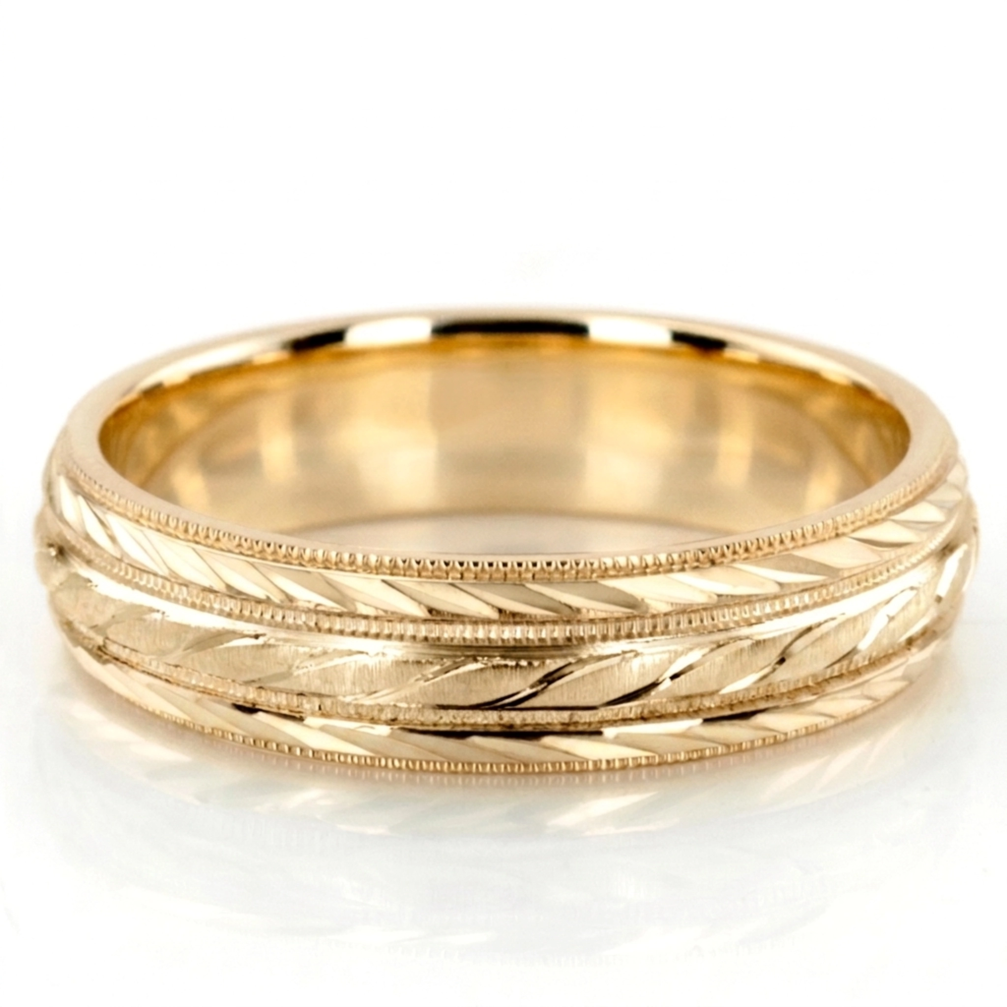 10K yellow gold 7mm. same as picture fancy-carved-diamond-cut-wedding-ring - alternate view 3