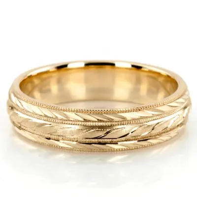 10K yellow gold 7mm. same as picture fancy-carved-diamond-cut-wedding-ring - alternate view 3 thumbnail