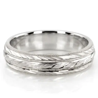 10K white gold 7mm. same as picture fancy-carved-diamond-cut-wedding-ring - alternate view 2 thumbnail