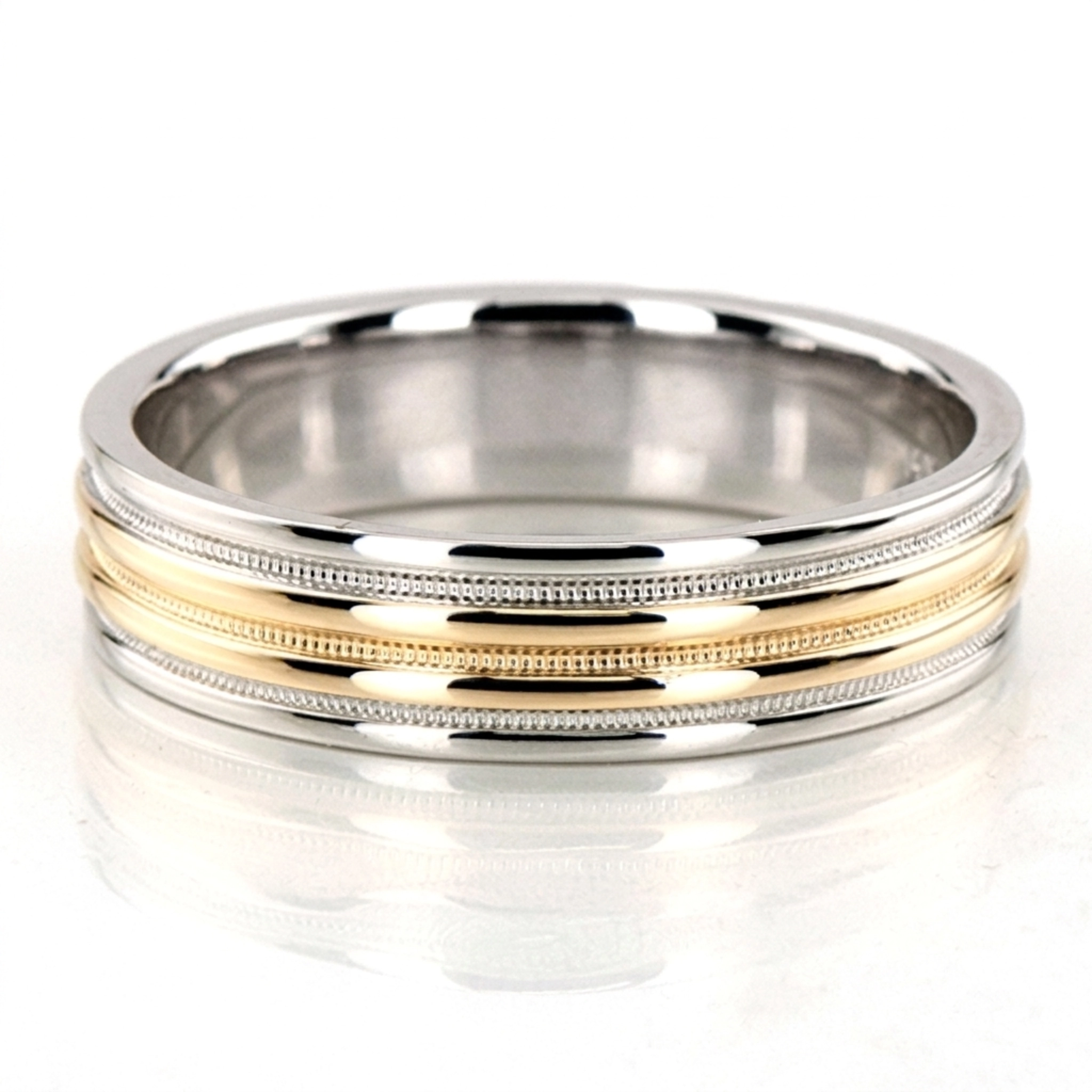 10K white-yellow-white gold 6mm. high polish two-tone-wedding-band - main view