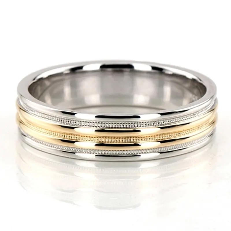 10K white-yellow-white gold 6mm. high polish two-tone-wedding-band - main view