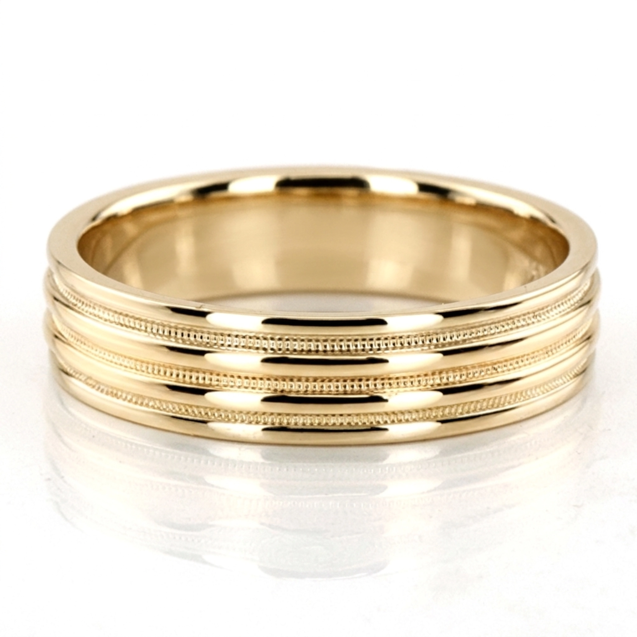 10K yellow gold 6mm. high polish two-tone-wedding-band - alternate view 2