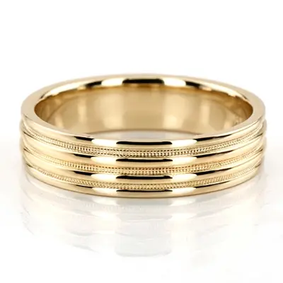 Elegant Two Tone Milgrain Wedding Ring  - view 2 of 3