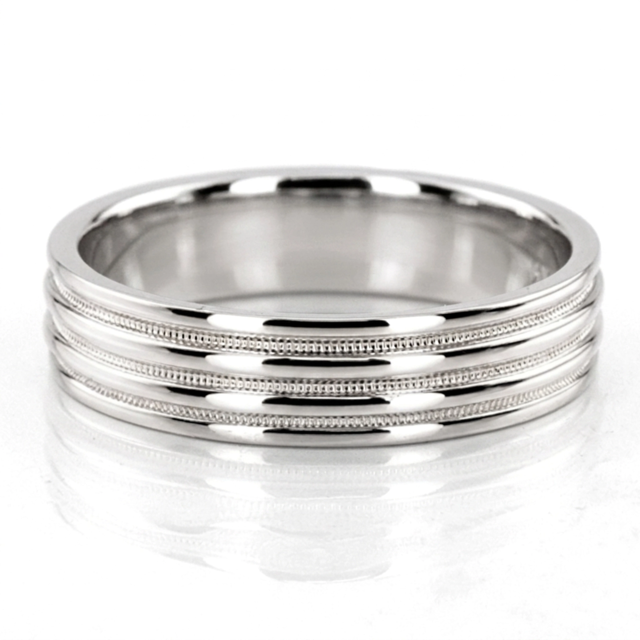 10K white gold 6mm. high polish two-tone-wedding-band - alternate view 3