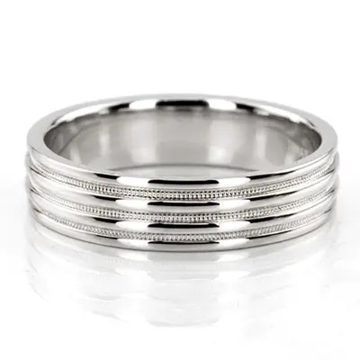 Elegant Two Tone Milgrain Wedding Ring  - view 3 of 3