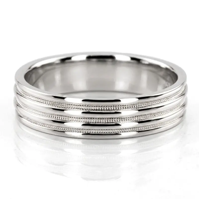 10K white gold 6mm. high polish two-tone-wedding-band - alternate view 3