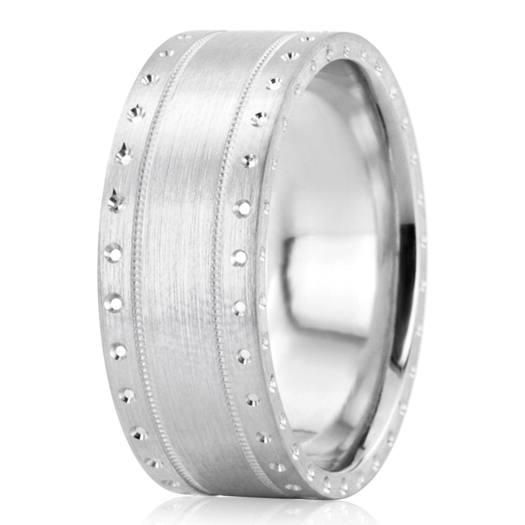 10K white gold 8mm. satin designer-wedding-band - alternate view 4
