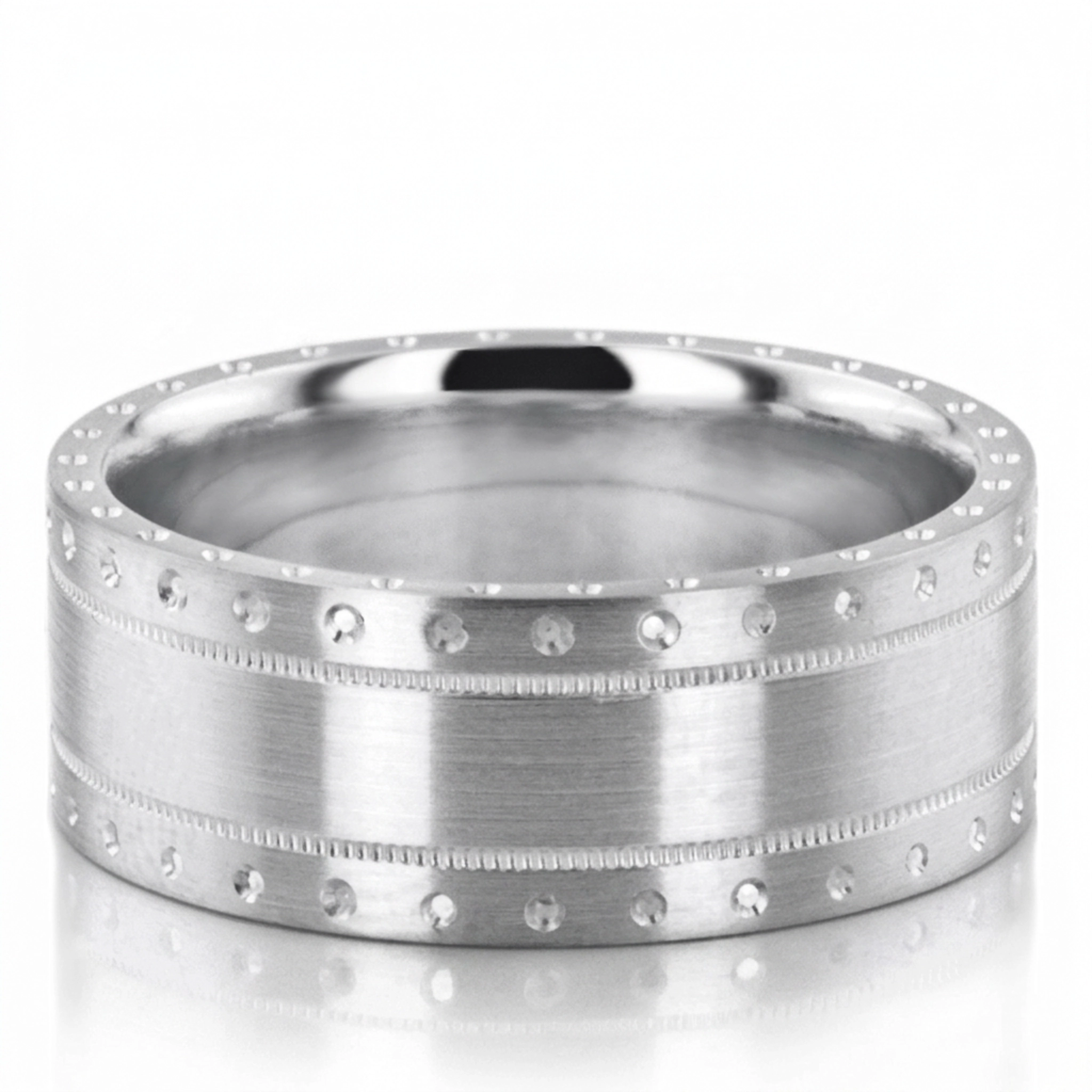 10K white gold 8mm. satin designer-wedding-band - main view
