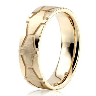 10K yellow gold 7mm. cross satin x-cut-fancy-wedding-ring - alternate view 4 thumbnail