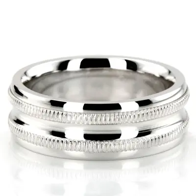 Elegant Milgrain Carved Design Wedding Ring 